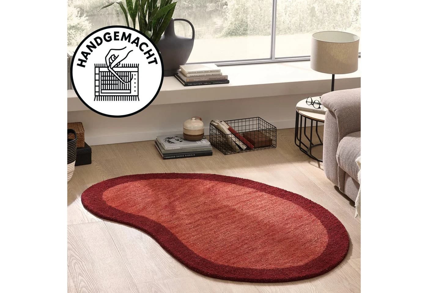 THEKO Wollteppich Gabbeh Super Handgewebt Rot 100x150cm - Bild 2