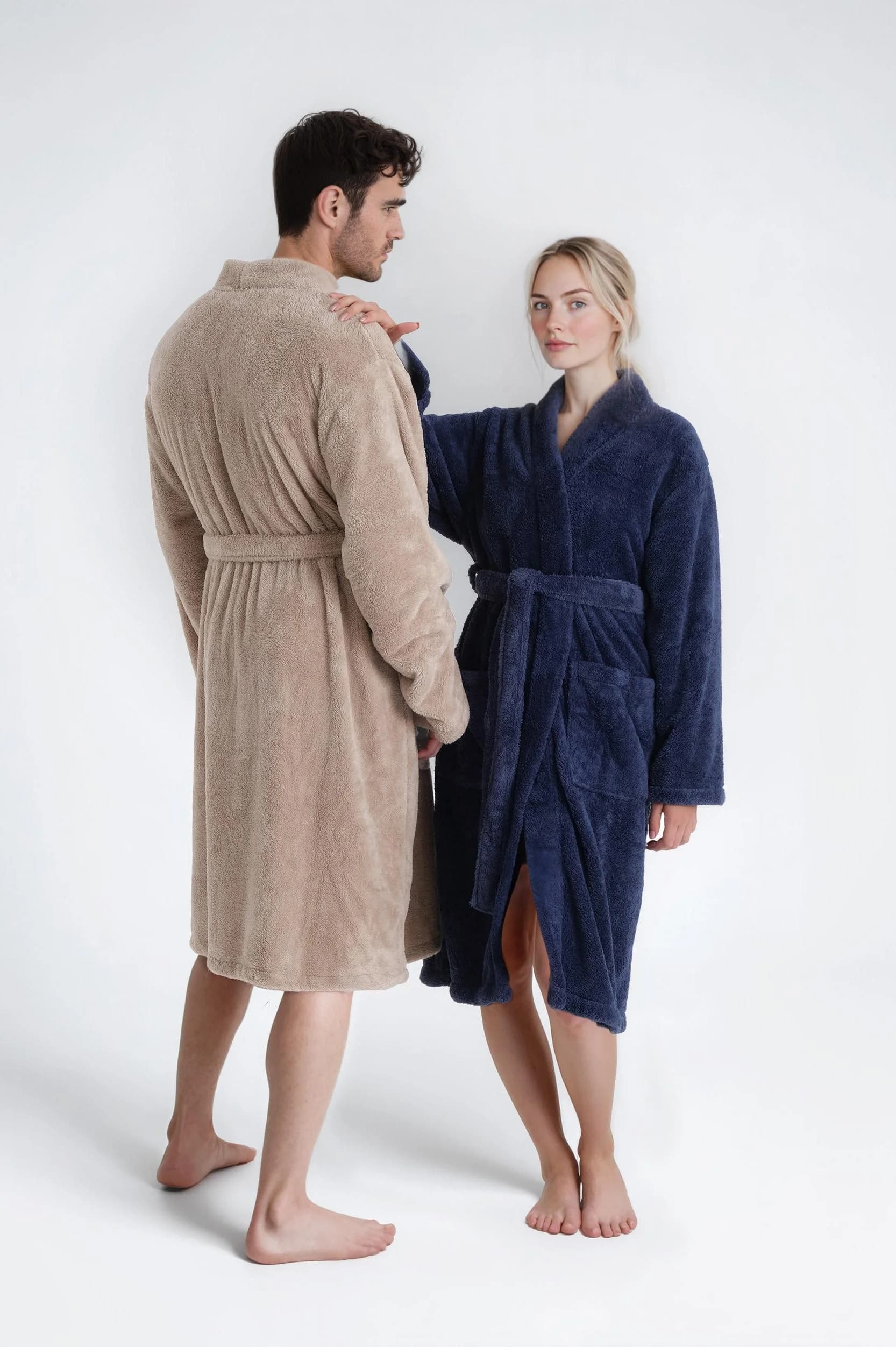 Unisex-Bademantel OTTO HOME Lillou Kimono dunkelblau Microfaser