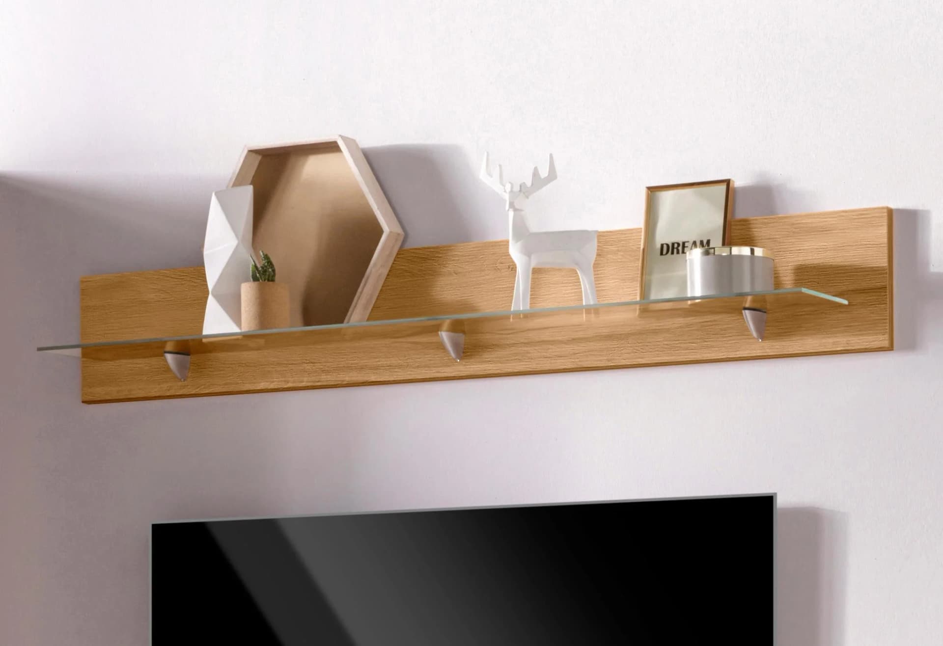 OTTO HOME Wandboard Denis Eichefarben mit Glasboden