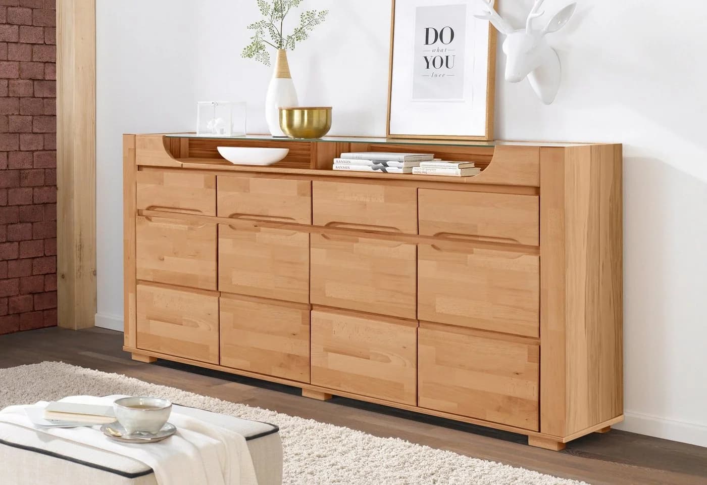 OTTO HOME Sideboard Denis Beige Kernbuche Massivholz Front - Bild 2