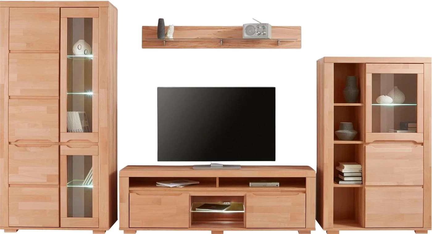 Wohnwand OTTO HOME Denis Beige Kernbuche Teilmassiv