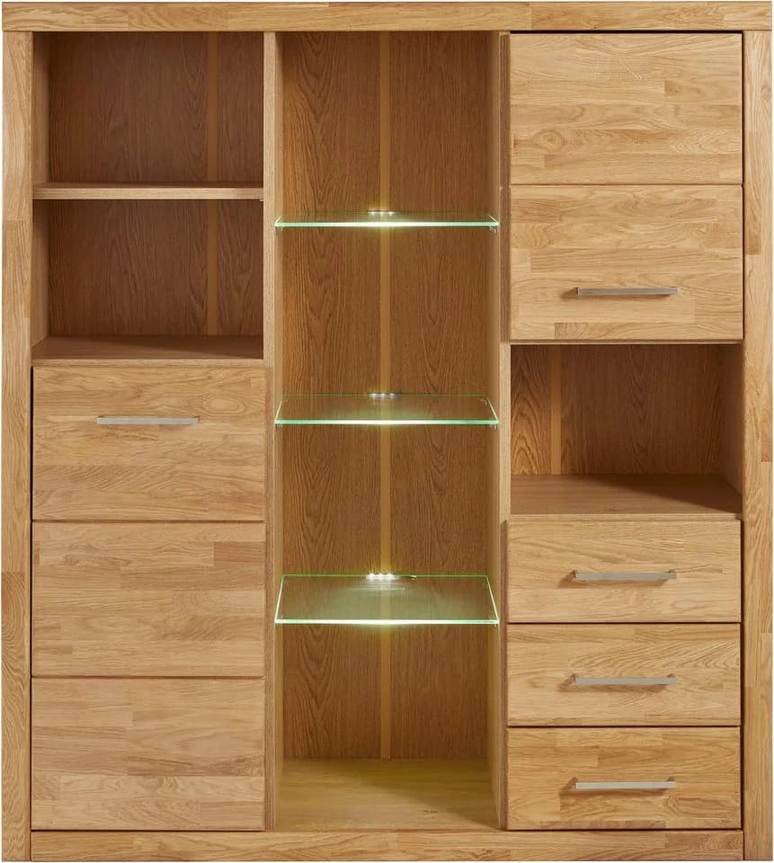OTTO HOME Highboard Ribe Eiche Massivholz Fronten 12 Fächer - Bild 3