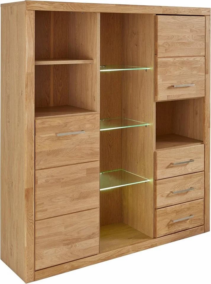 OTTO HOME Highboard Ribe Eiche Massivholz Fronten 12 Fächer - Bild 4