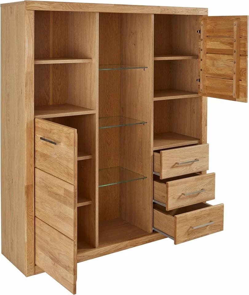 OTTO HOME Highboard Ribe Eiche Massivholz Fronten 12 Fächer - Bild 5