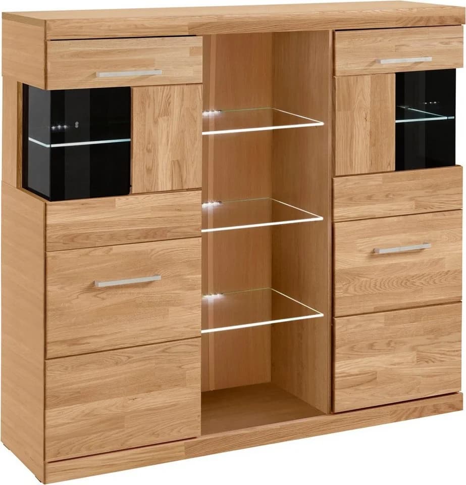 OTTO HOME Highboard Ribe Eiche 125cm mit 12 Fächern