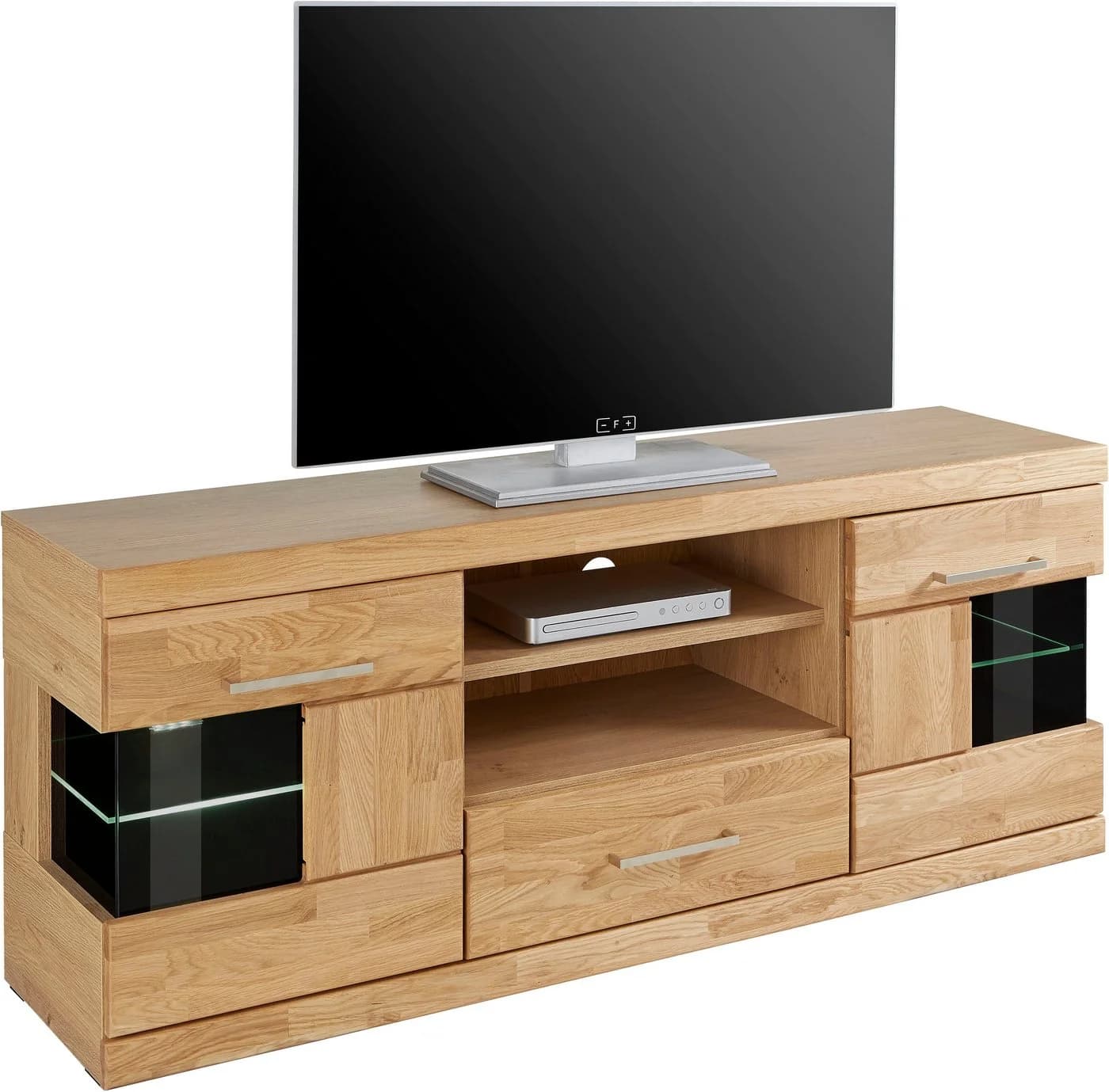 OTTO home Lowboard Ribe 140cm Massivholz Fronten 6 Fächer Glas