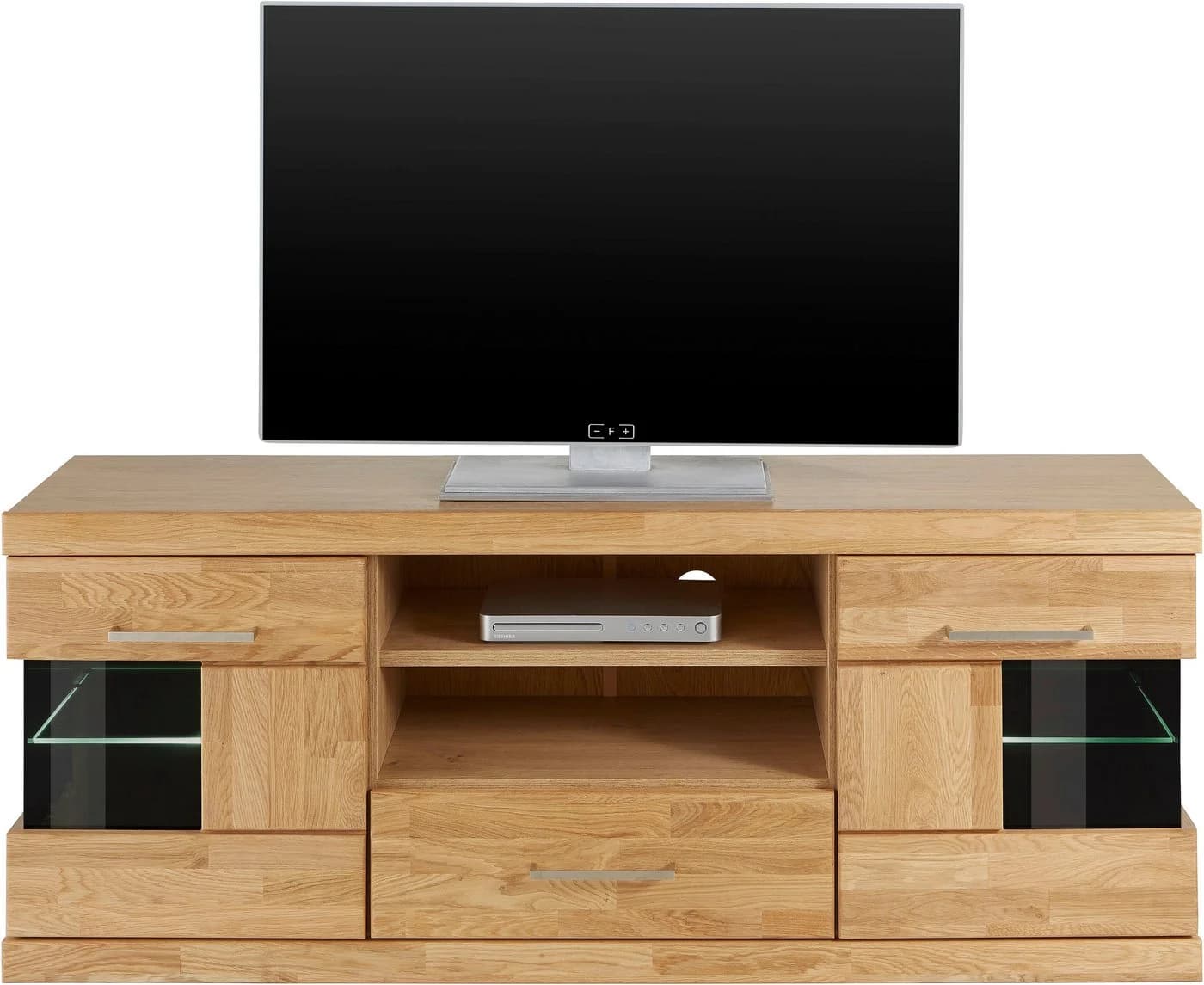 OTTO home Lowboard Ribe 140cm Massivholz Fronten 6 Fächer Glas - Bild 2