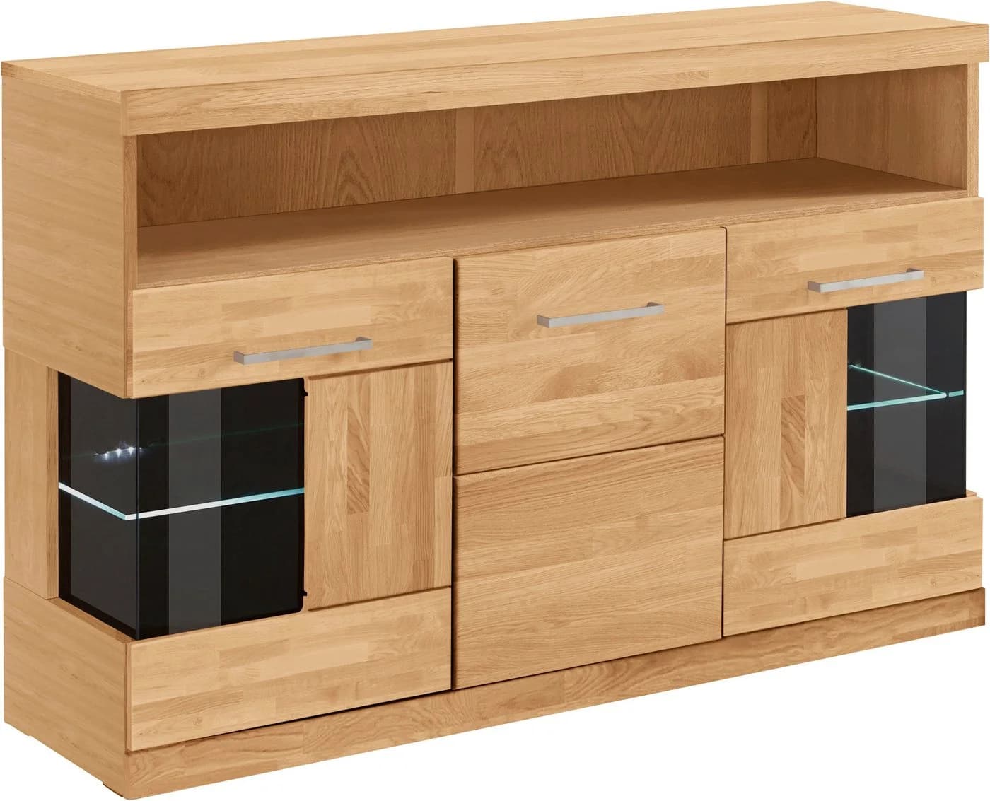 OTTO HOME Sideboard Ribe Eiche Massivholz Fronten Glas