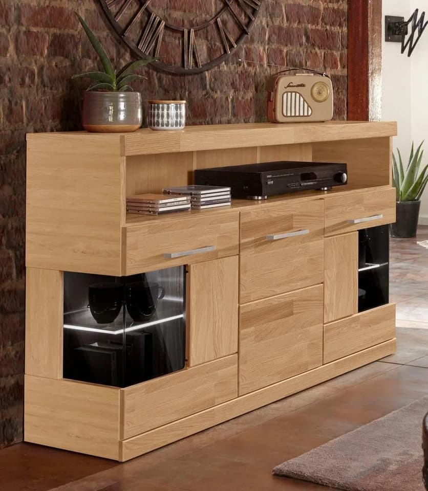 OTTO HOME Sideboard Ribe Eiche Massivholz Fronten Glas - Bild 2