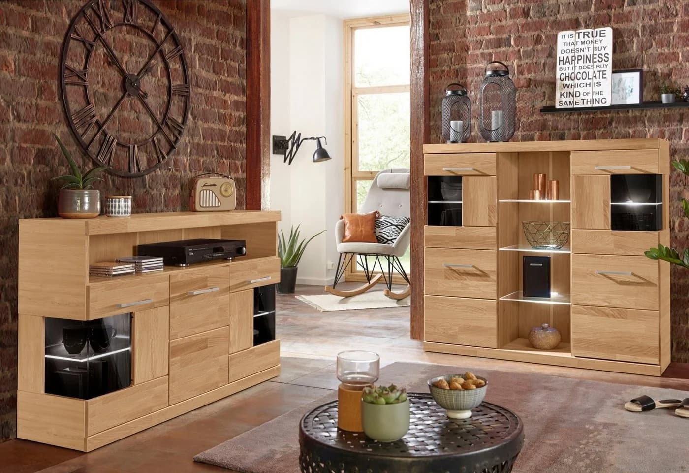 OTTO HOME Sideboard Ribe Eiche Massivholz Fronten Glas - Bild 5