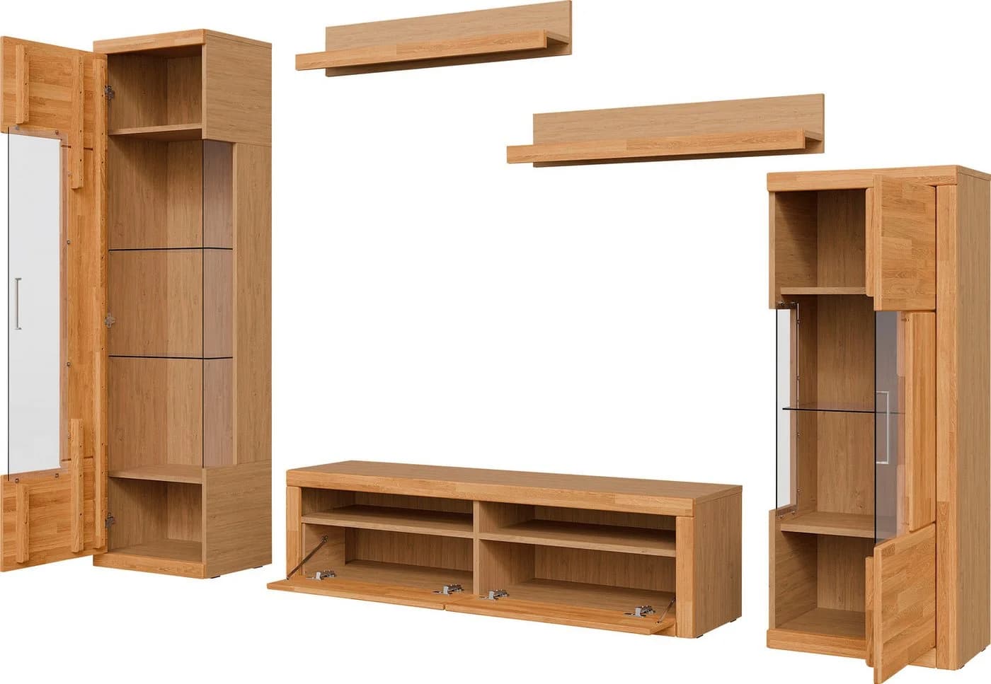 OTTO HOME Ribe Wohnwand Set 5-tlg. Eiche teilmassiv mit Glas - Bild 3