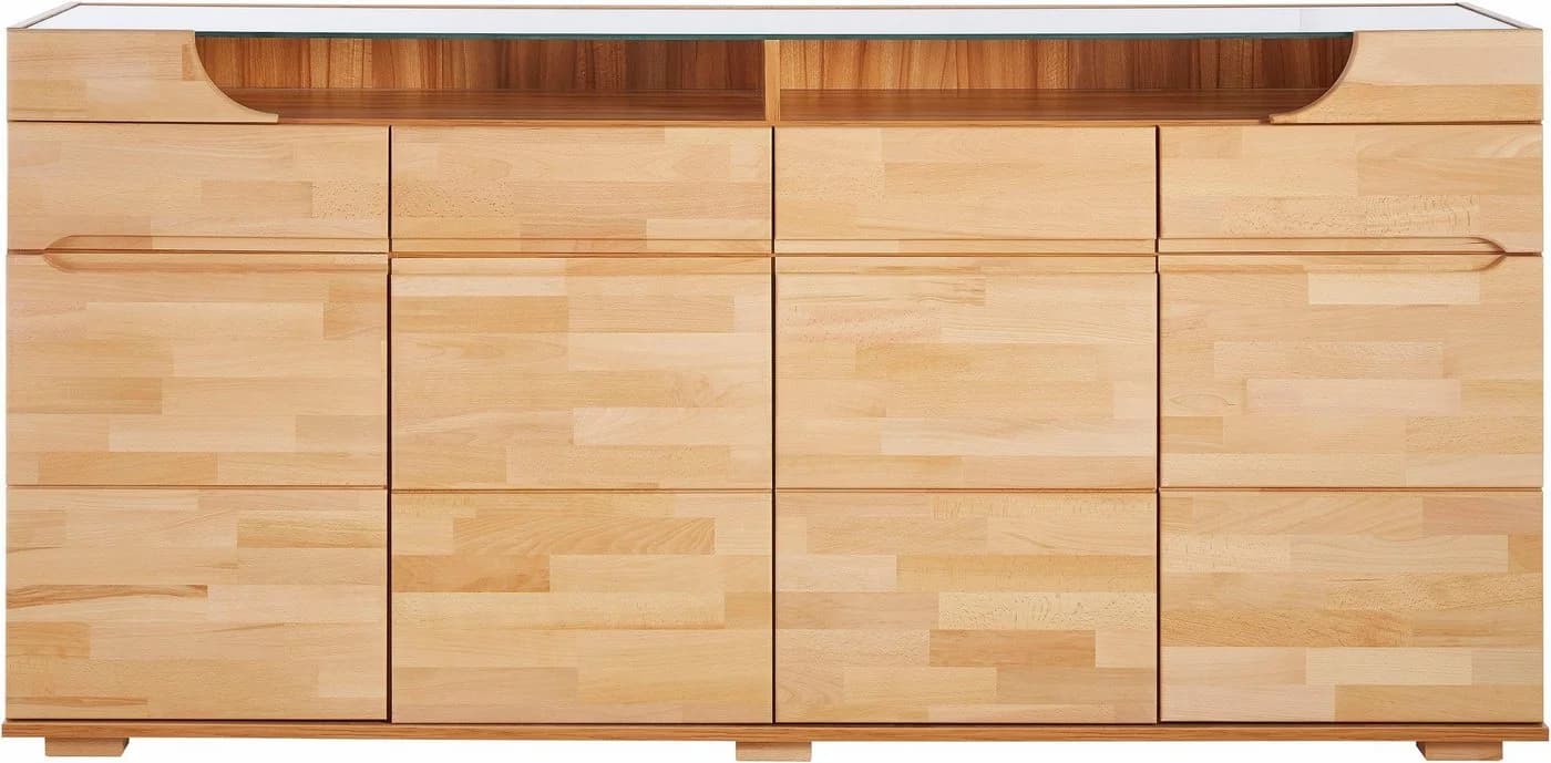 OTTO HOME Sideboard Vetro 200cm Kernbuche Glas 4 Türen 4 Schubladen - Bild 4