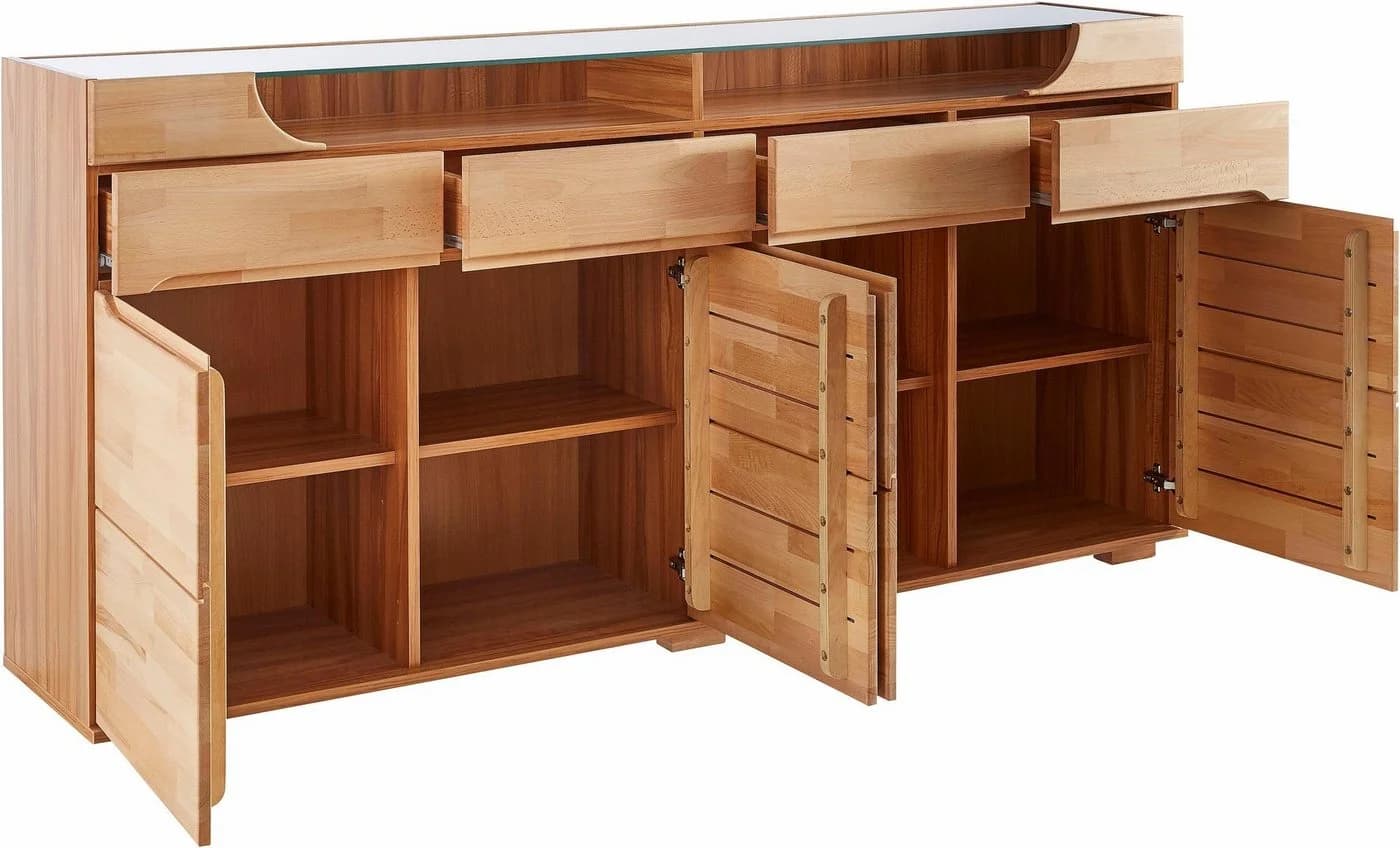 OTTO HOME Sideboard Vetro 200cm Kernbuche Glas 4 Türen 4 Schubladen - Bild 5