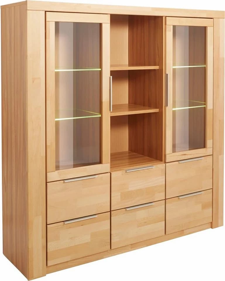 OTTO HOME Highboard Zara Kernbuche teilmassiv mit Glaseinsatz - Bild 4