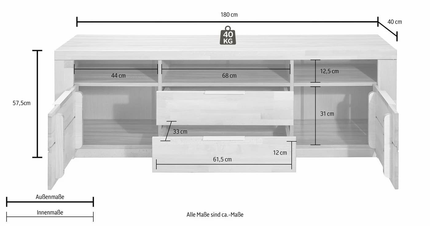 Home affaire Lowboard Zara 180 cm Breite