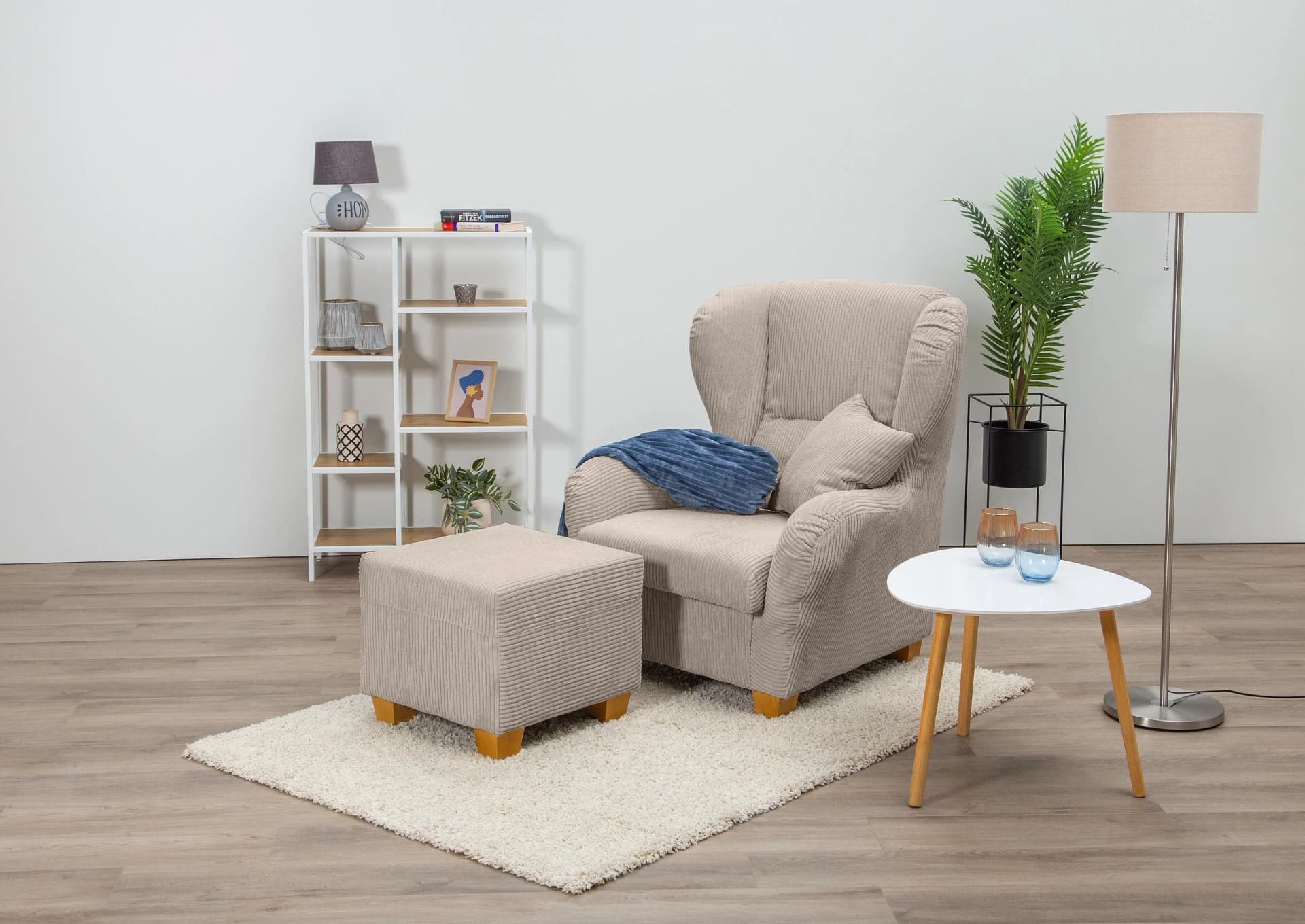 HOME AFFAIRE Ohrensessel Oliver Set mit Hocker Taupe