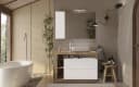 WELLTIME Badmöbel-Set Hamburg 110 cm Weiß Eiche Cadiz NB mit LED Bild 1
