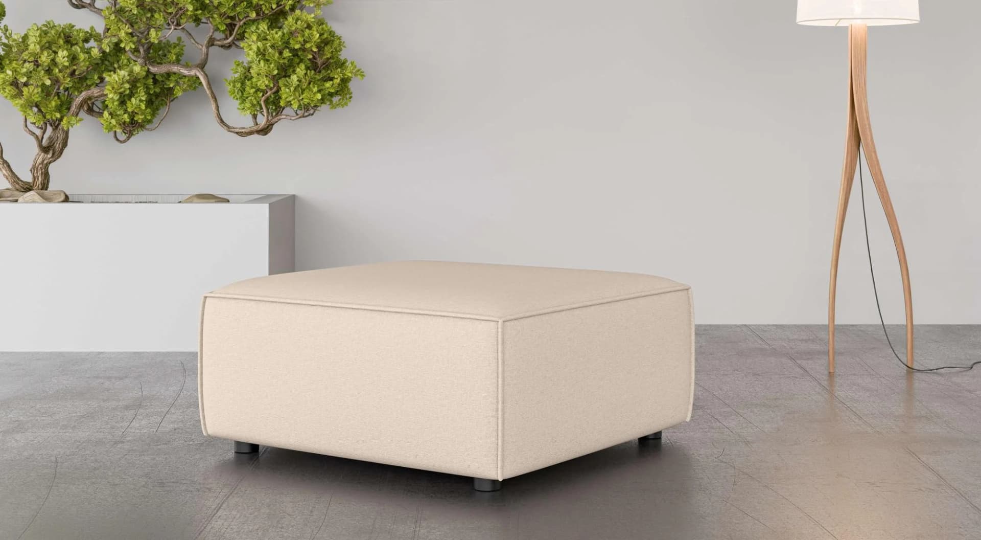 OTTO HOME Polsterhocker Cavan Beige 100% Polyester