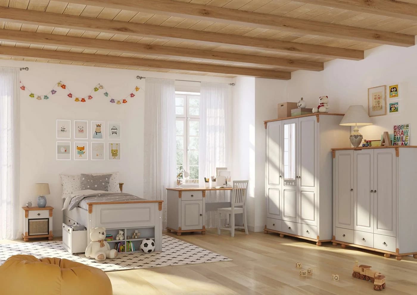 OTTO HOME Wäscheschrank Tessin Weiß Honig Massivholz Kiefer