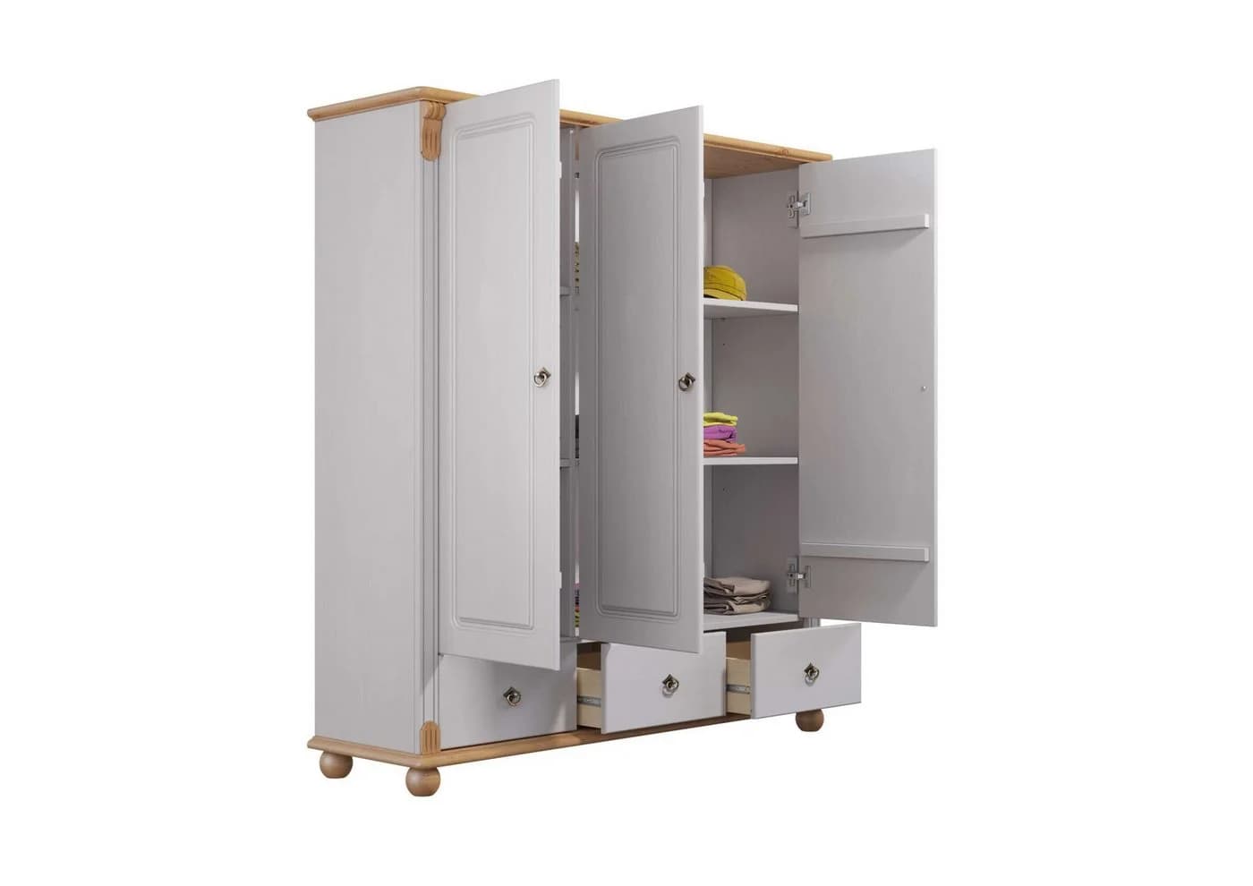 OTTO HOME Wäscheschrank Tessin Weiß Honig Massivholz Kiefer - Bild 5