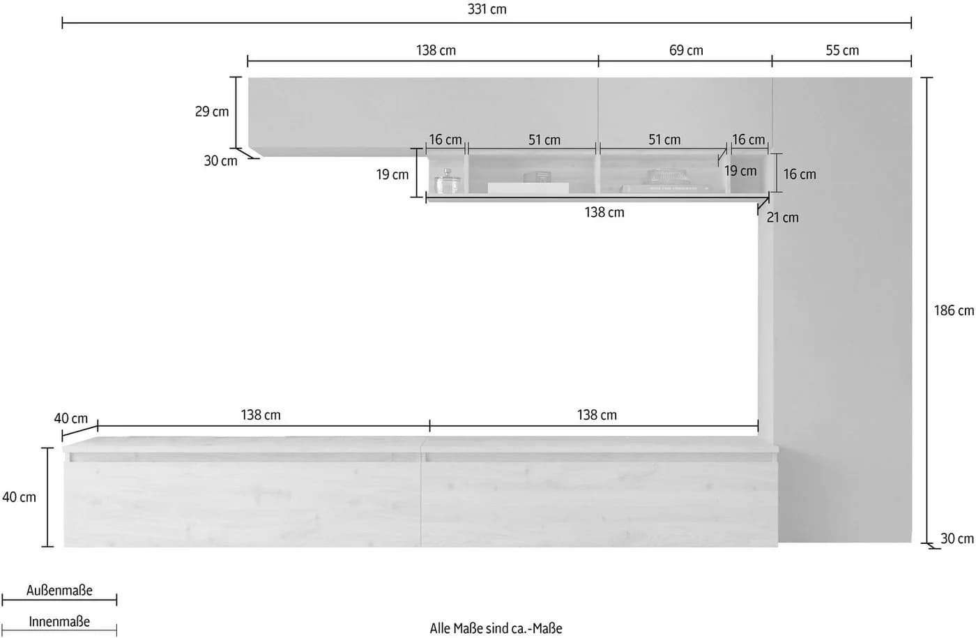 Home Affaire Infinity Wohnwand 6-tlg. Braun Grifflos - Bild 3