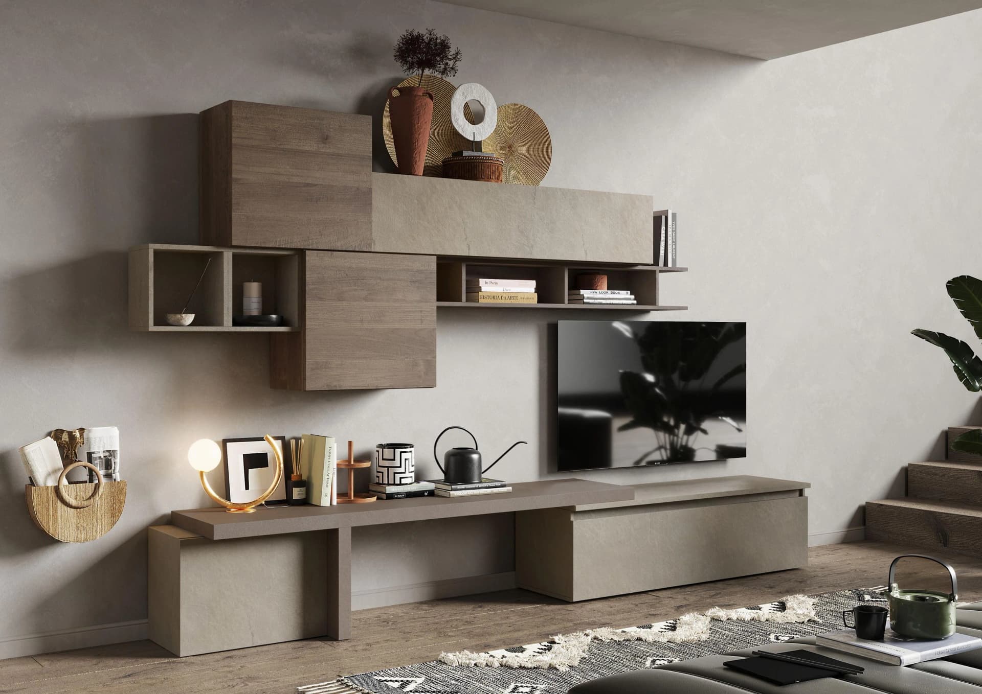 HOME AFFAIRE Infinity Wohnwand 8-tlg. Braun/Bronze Grifflos