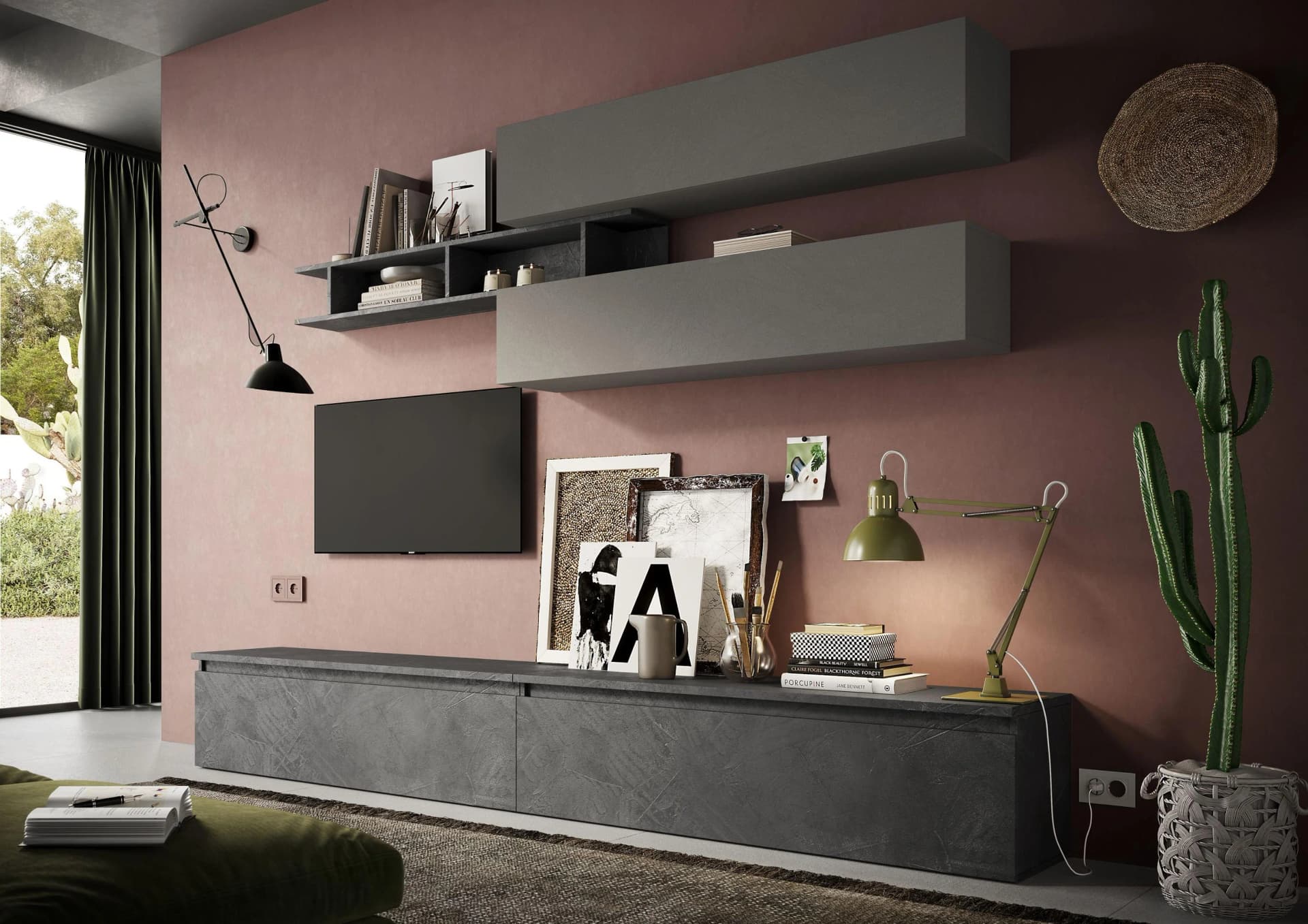 HOME AFFAIRE Infinity Wohnwand 5-tlg. Grau Grifflos