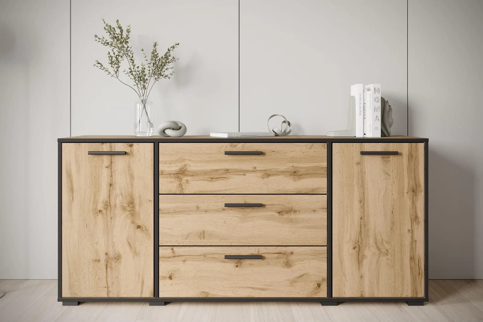 HOME AFFAIRE Sideboard BOGOTA Braun mit Schubladen und Einlegeböden