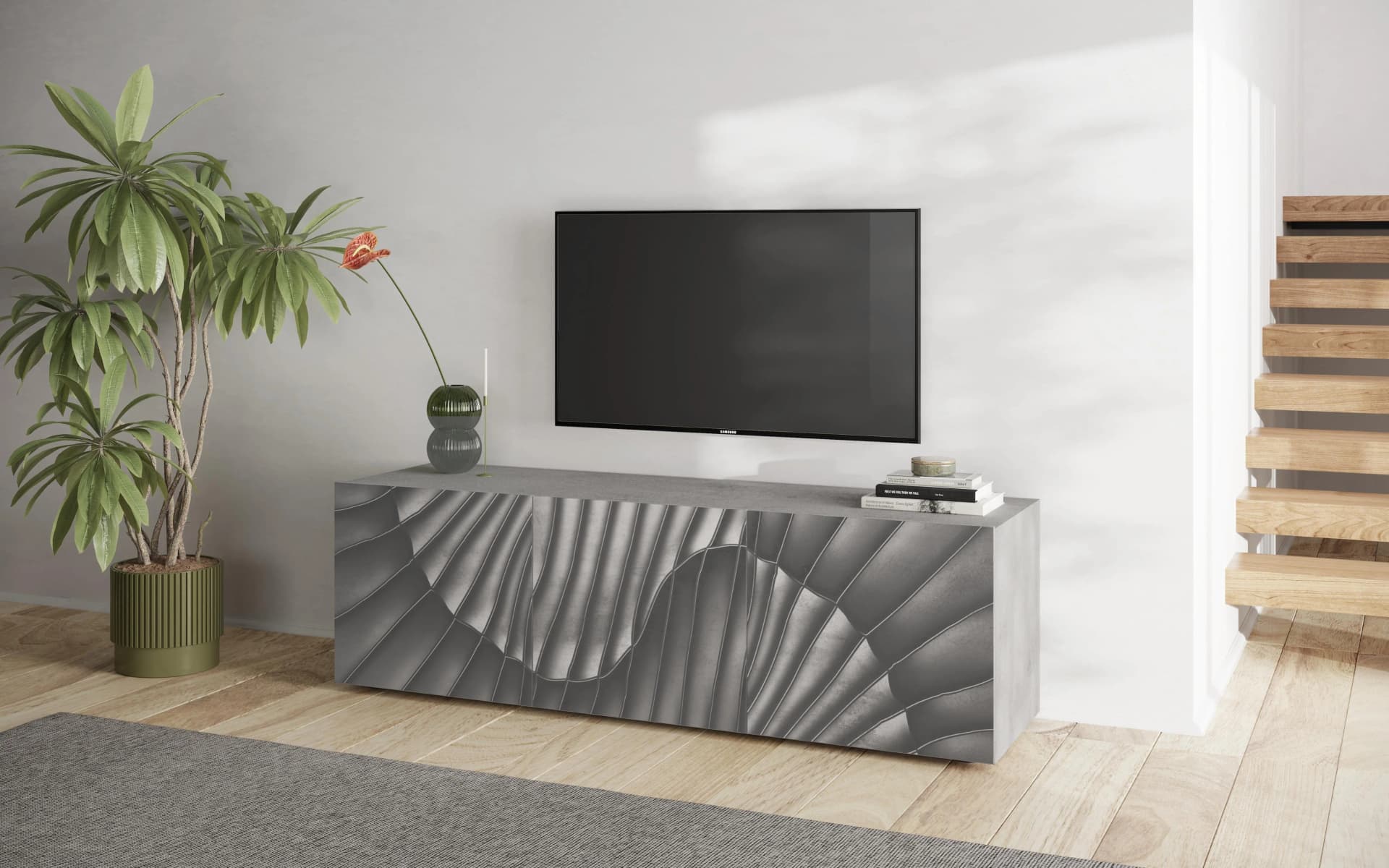 OTTO HOME Lowboard Snake 181 cm Grau Beton-Optik