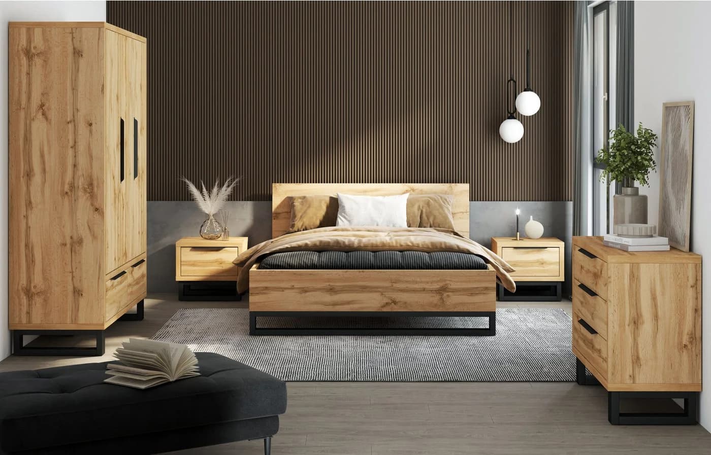 Home affaire Nachtkommode Bronne Braun Wotan Eiche Modern - Bild 5
