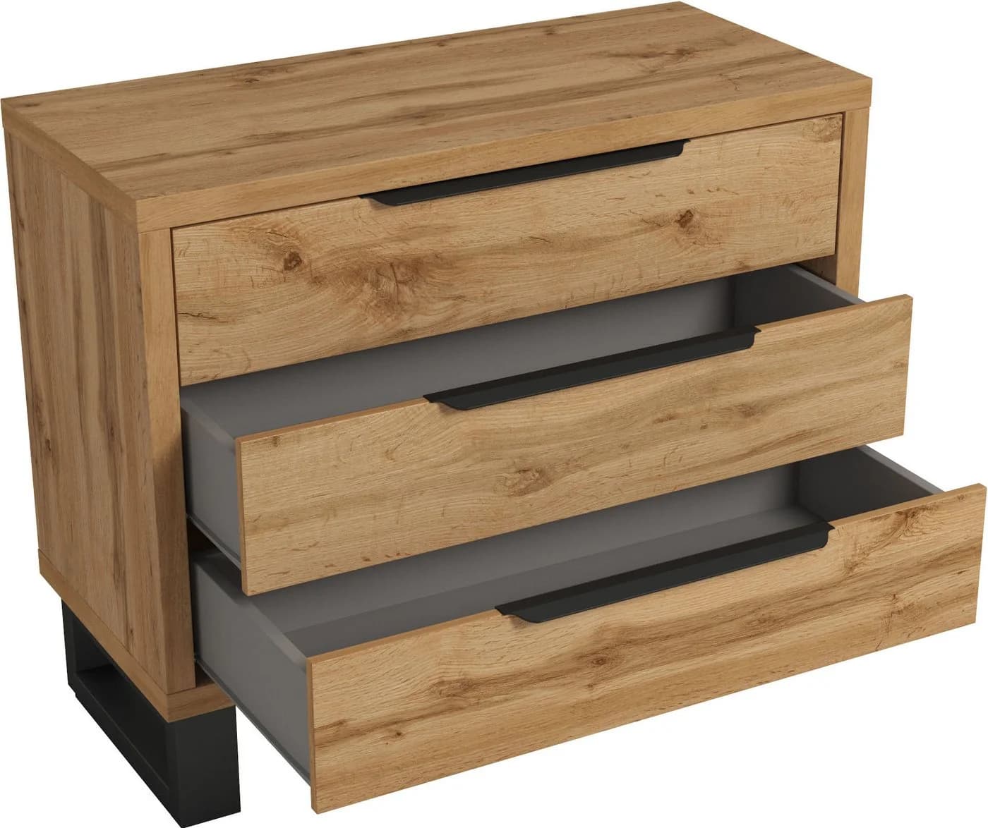 Home affaire Schubkastenkommode Bronne 3 Schubladen Wotan Eiche - Bild 3
