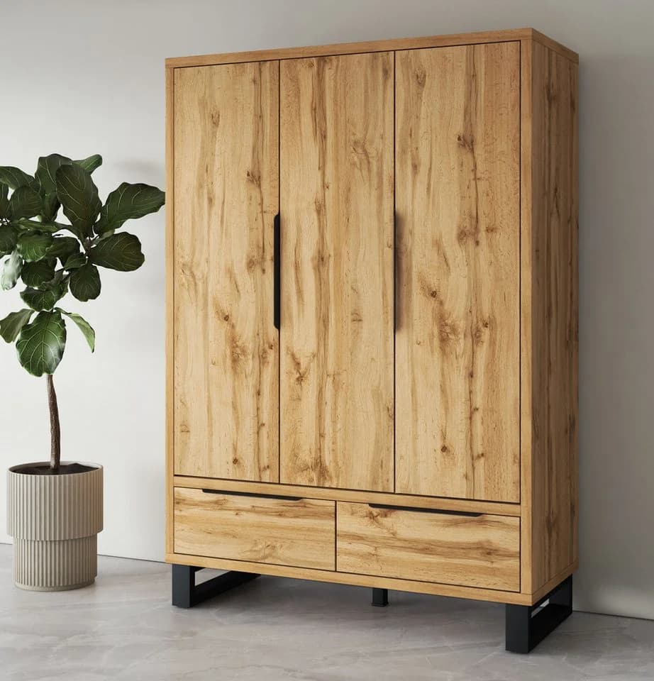 HOME AFFAIRE Bronne Kleiderschrank 145 cm Braun Holzoptik - Bild 2