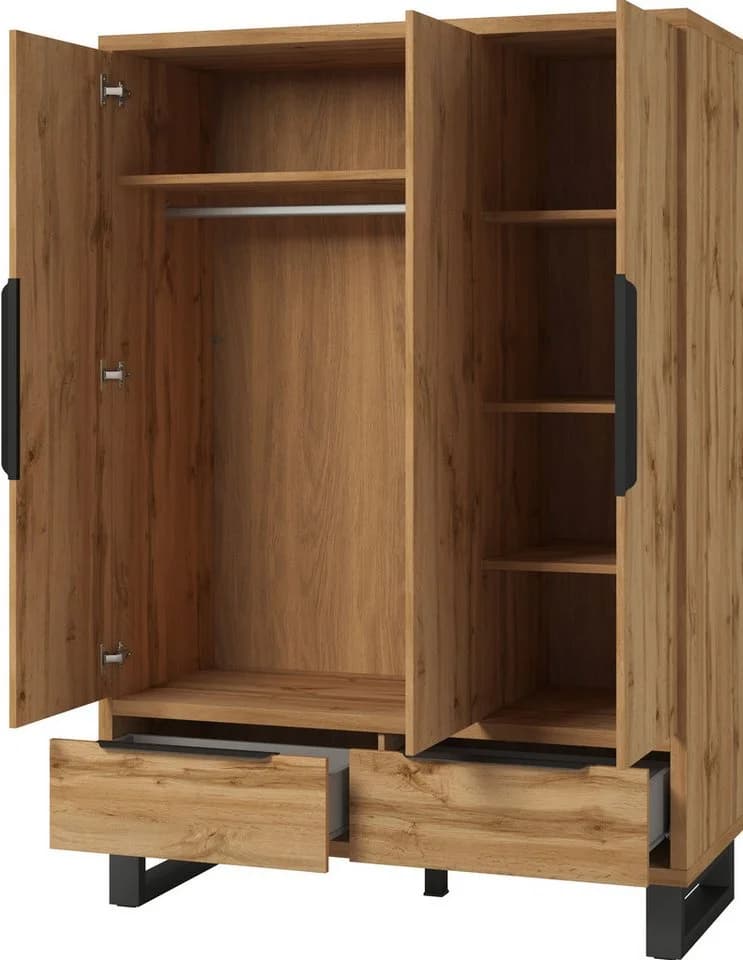 HOME AFFAIRE Bronne Kleiderschrank 145 cm Braun Holzoptik - Bild 3