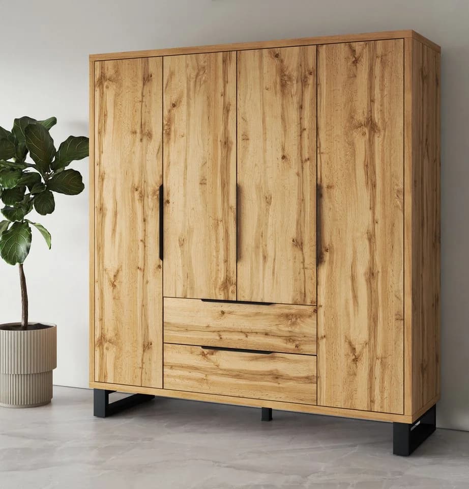 Home Affaire Kleiderschrank Bronne Braun Holzoptik 4 Türen - Bild 2