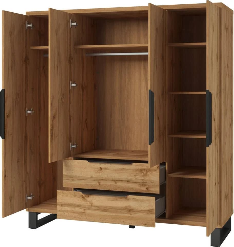 Home Affaire Kleiderschrank Bronne Braun Holzoptik 4 Türen - Bild 3