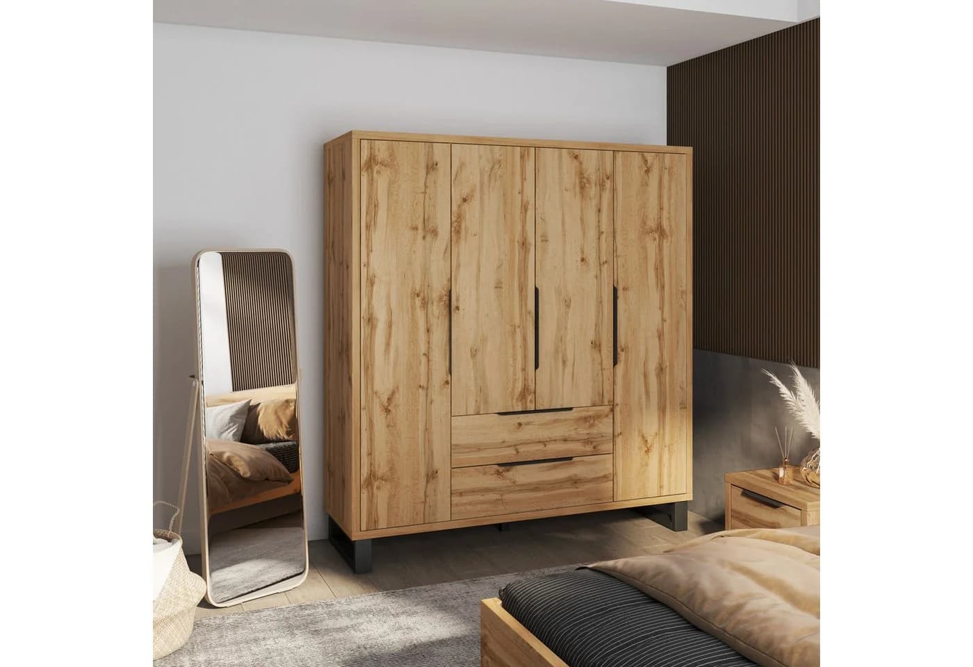 Home Affaire Kleiderschrank Bronne Braun Holzoptik 4 Türen - Bild 5