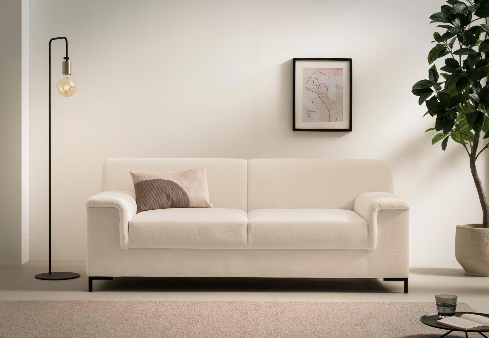 HOME AFFAIRE Jamie 2 Sofa 2,5-Sitzer Beige Microfaser