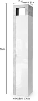 WELLTIME Hochschrank Hamburg 195 cm Weiß Eiche Cadiz NB Bild 3