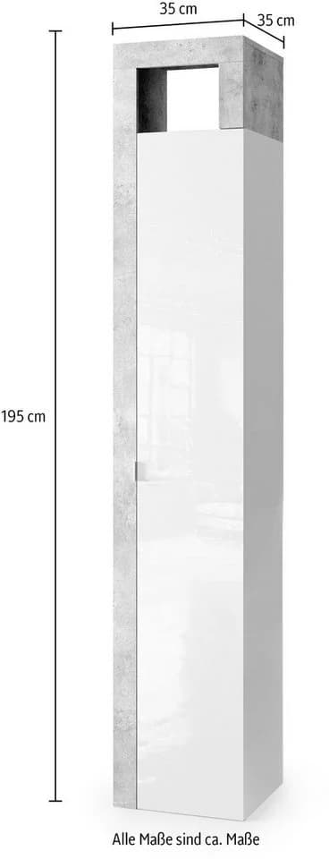 WELLTIME Hochschrank Hamburg 195 cm Weiß Eiche Cadiz NB - Bild 3