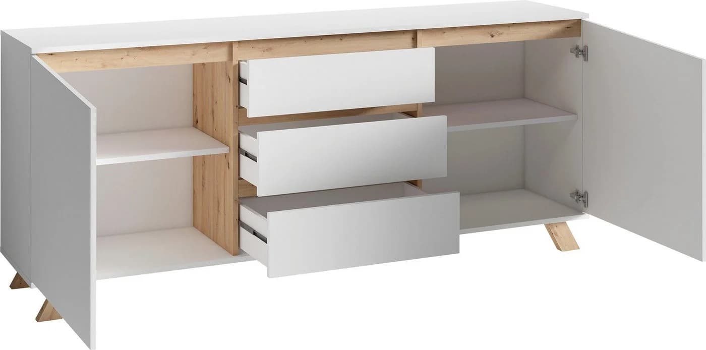 Sideboard BYLIVING Valentin Weiß Artisan Eiche Modern - Bild 5