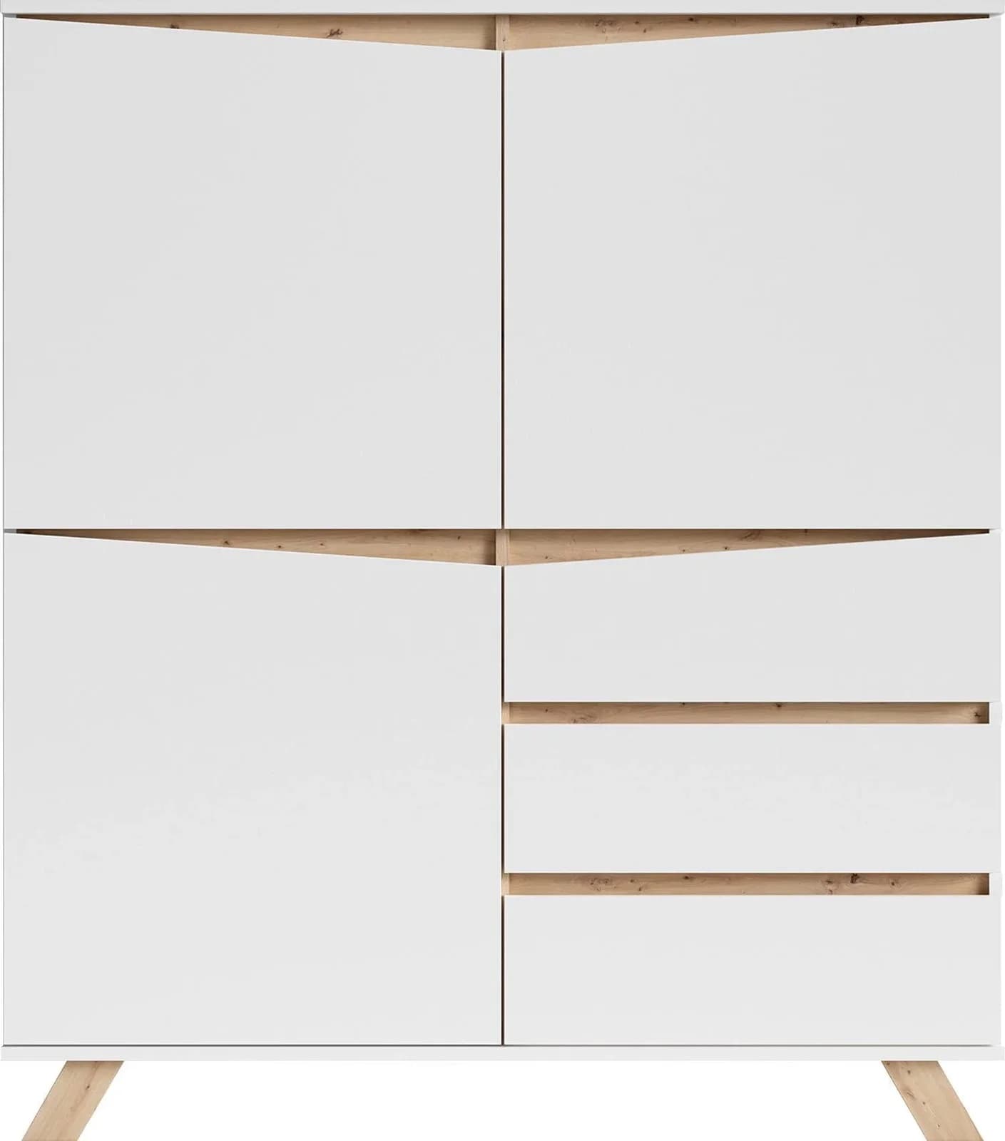 BYLIVING Highboard Valentin Weiß Modern Scandi Design