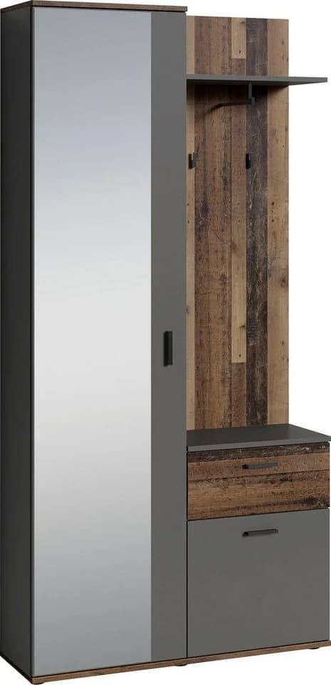 BYLIVING Kompaktgarderobe Jakob Braun Anthrazit mit Spiegel - Bild 4