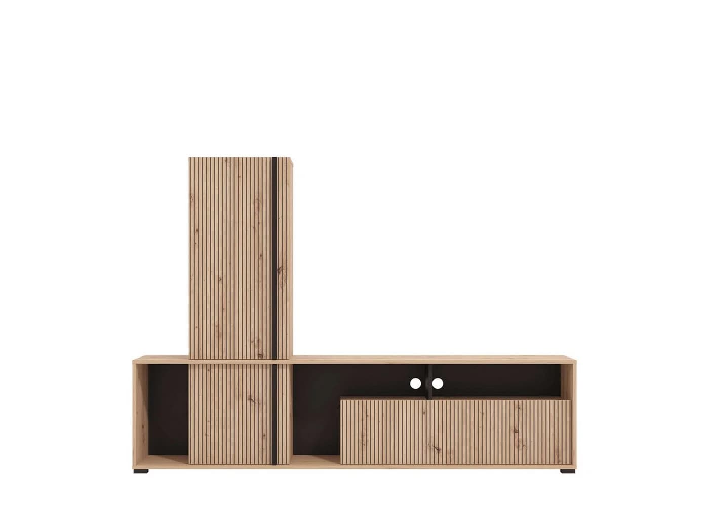 INOSIGN Wohnwand Chania TV Board Highboard Braun Eiche