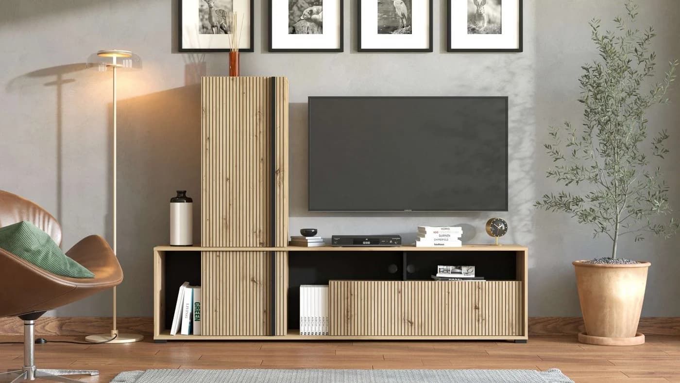 INOSIGN Wohnwand Chania TV Board Highboard Braun Eiche - Bild 2