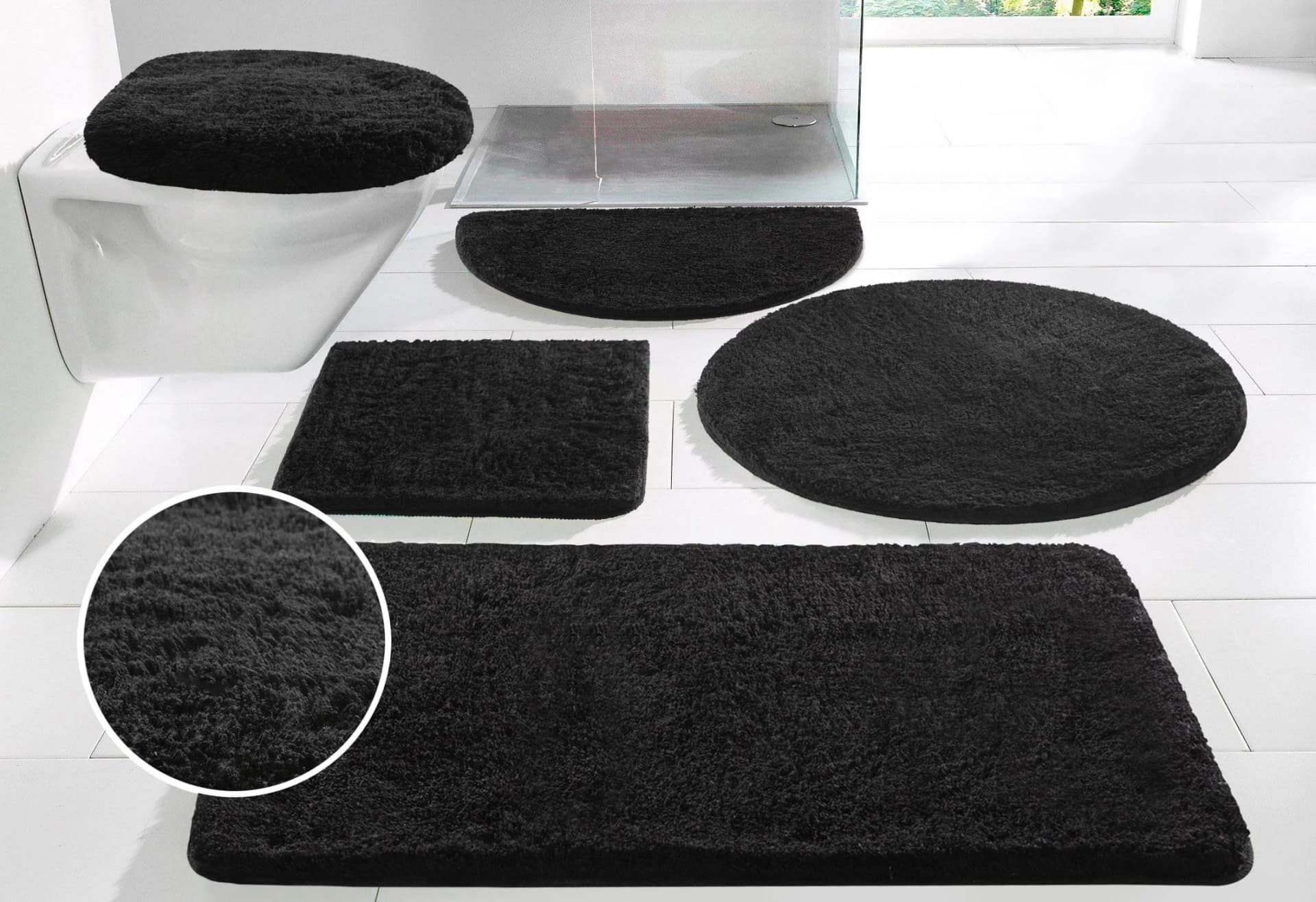 Badematte Merida Schwarz Kunstfaser