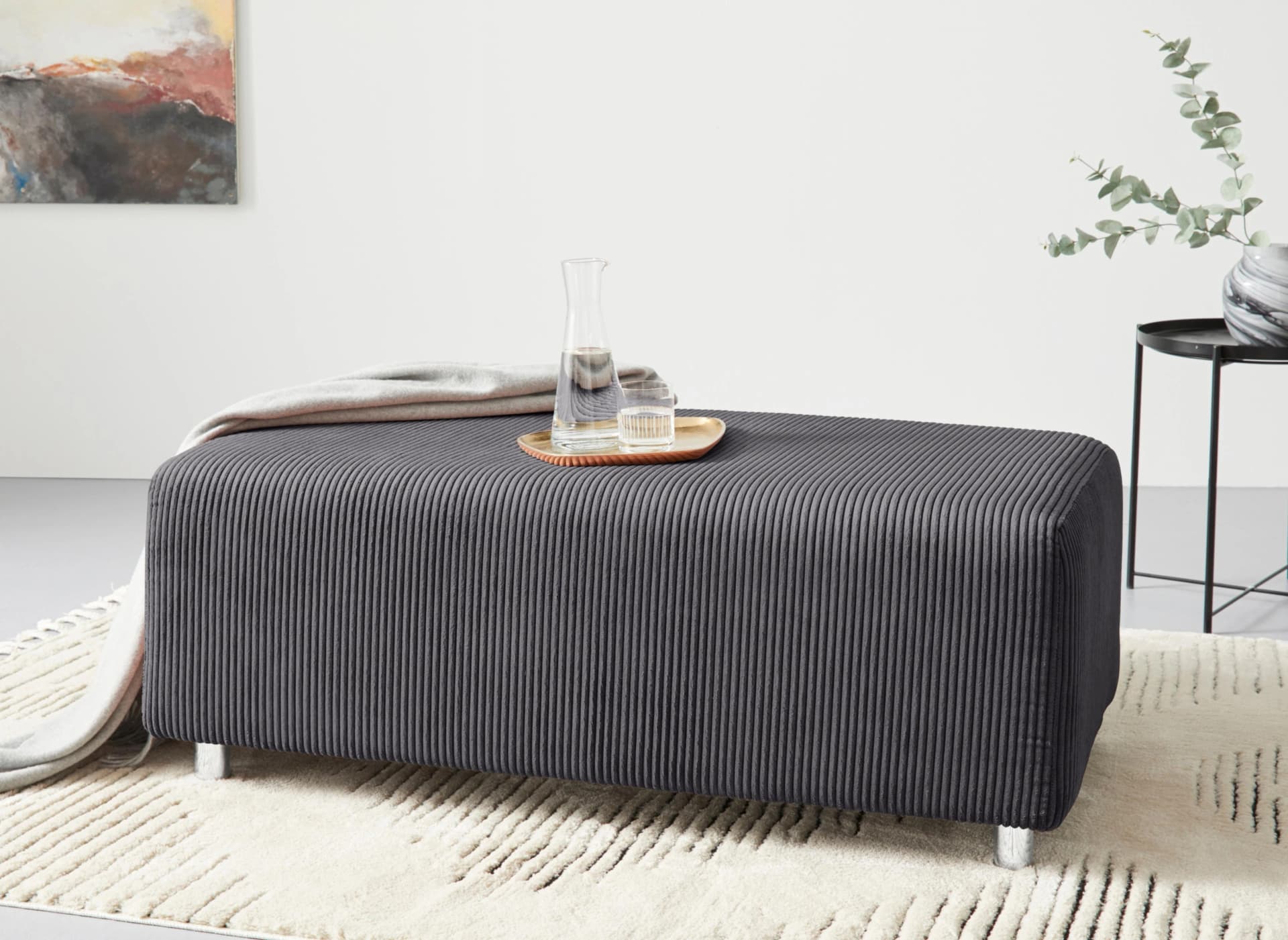 HOME AFFAIRE Polsterhocker Györ Grau 100% Polyester