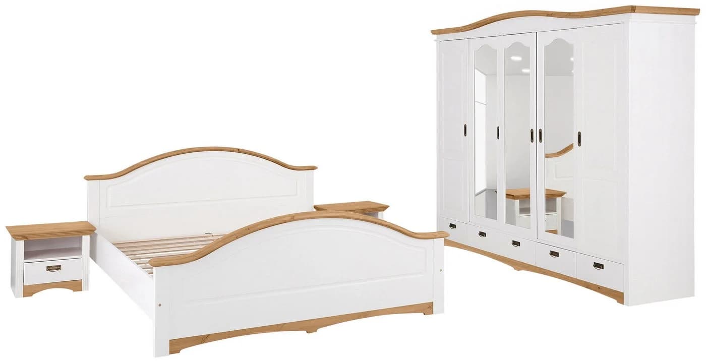 OTTO HOME Konrad Schlafzimmer-Set 4-tlg. Weiß/Gelb Massivholz - Bild 2