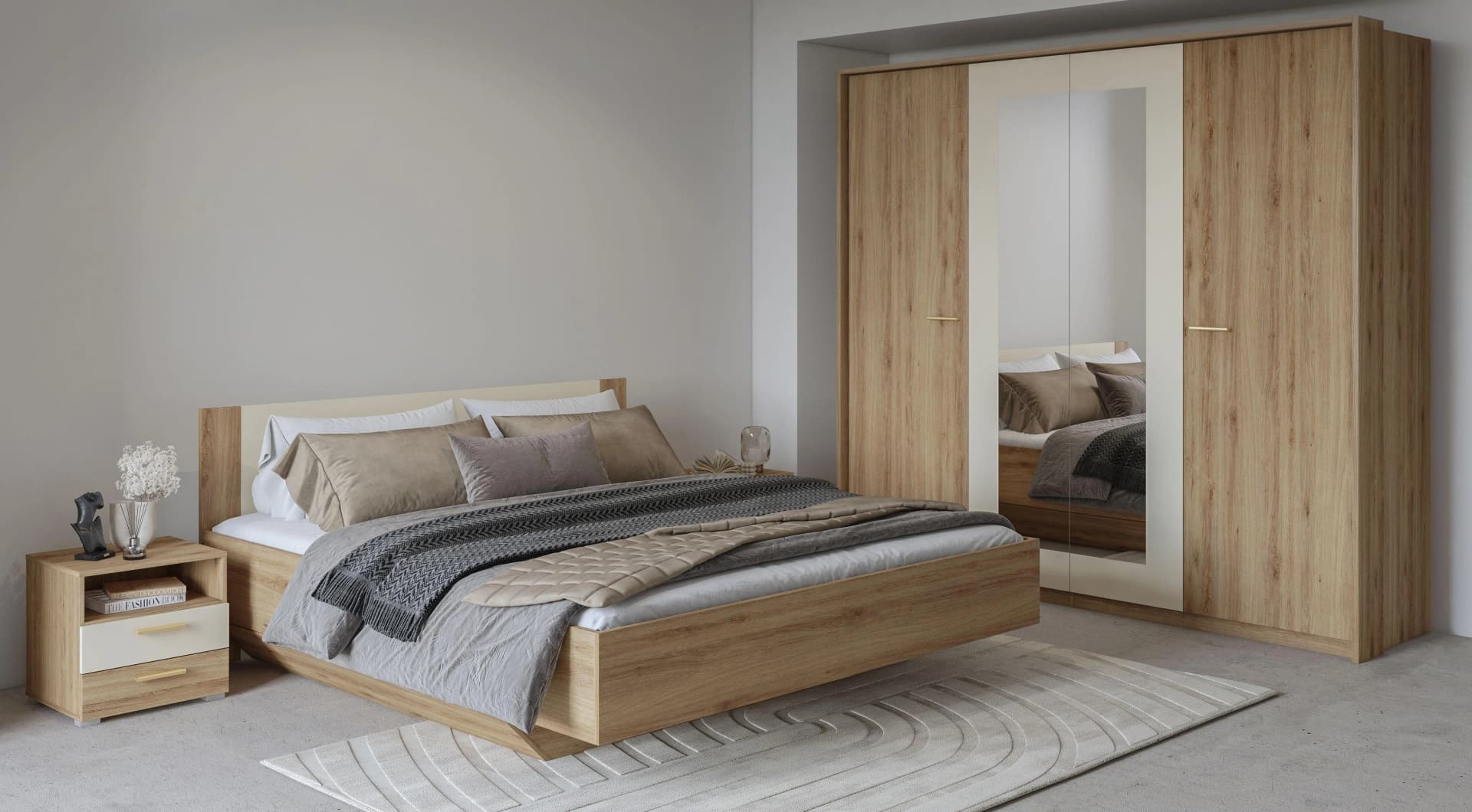 HOME AFFAIRE Schlafzimmer-Set Bitry 4-tlg. Wildeiche Gold