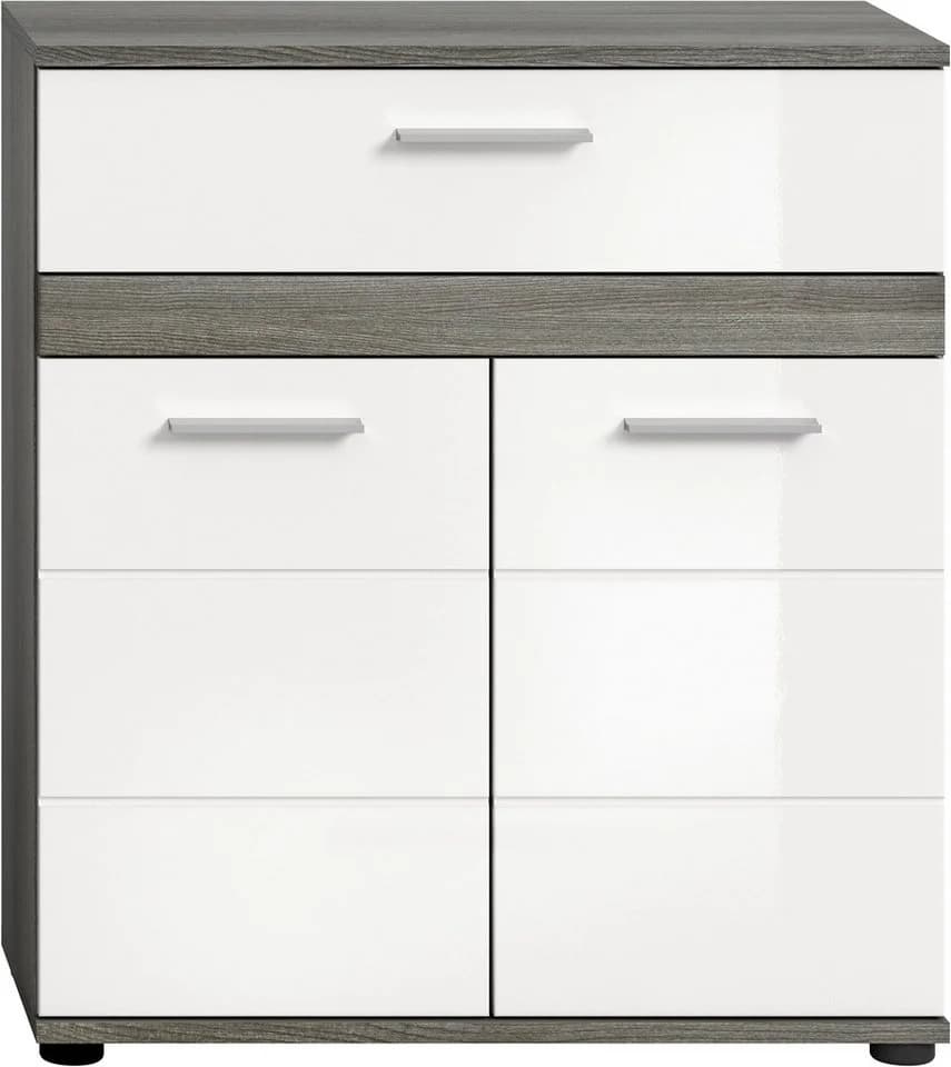 Midischrank WELLTIME LUCCA Weiß Hochglanz 2 Türen 1 Schublade - Bild 3