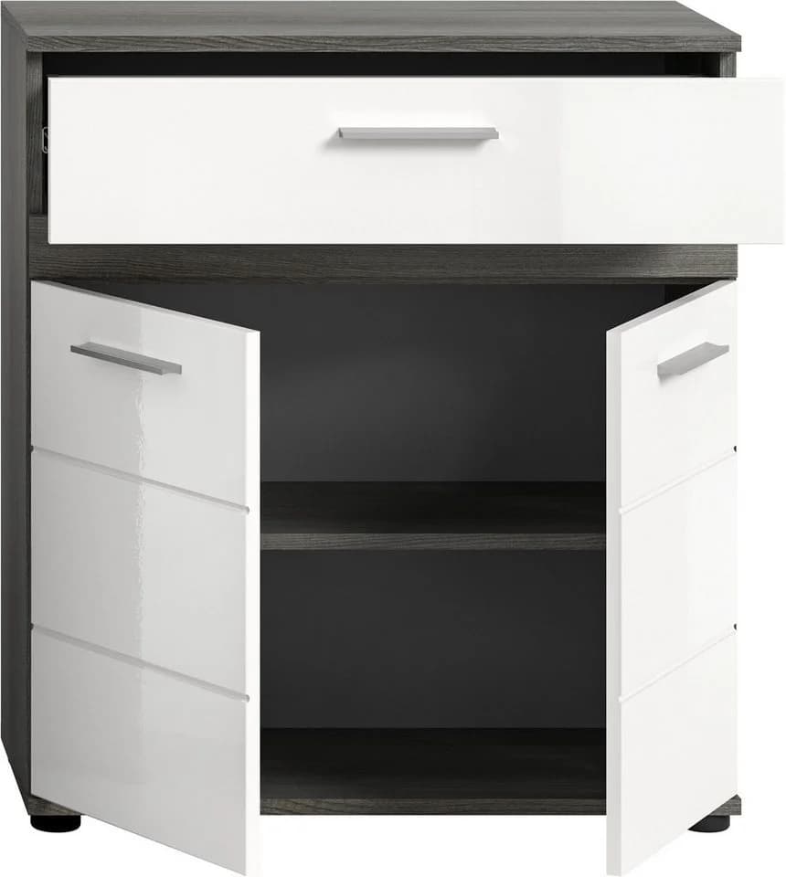 Midischrank WELLTIME LUCCA Weiß Hochglanz 2 Türen 1 Schublade - Bild 4